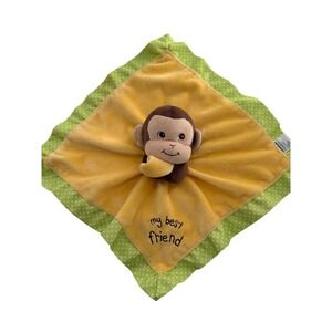 Garanimals Monkey Plush Baby Lovey Blanket Yellow Green 13" My Best Friend Satin
